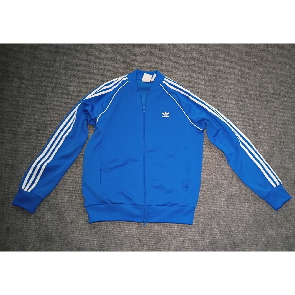 Adidas Men's Full Zip Blue & White Classic Track Jacket Full Zip Size Large